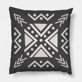 African tribal white color mudcloth motif on black Pillow