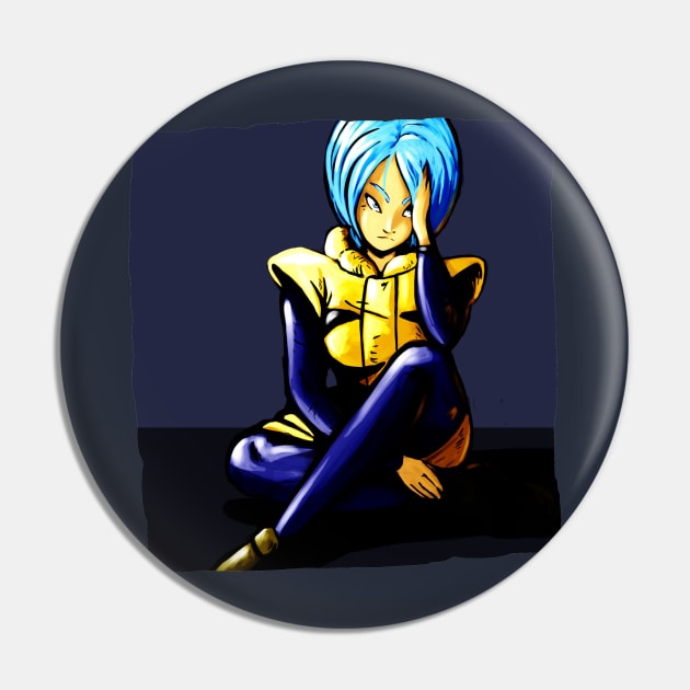 The Blue Haired Genius Pin by BaconBabyArt