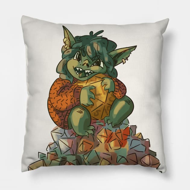 Dice Goblin Pillow by Rumpled Crow