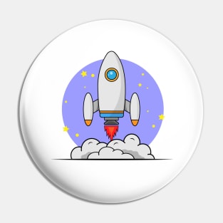 Rocket Launching Cartoon Pin