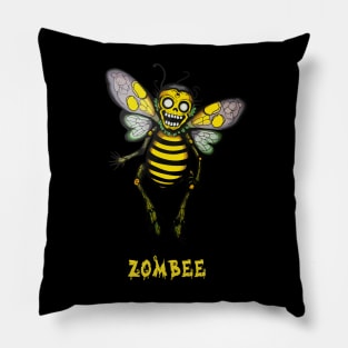 Zombee Halloween Funny Zombie and Bee Pun Pillow