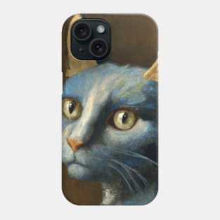 Blue Cat With a Pearl Earring Phone Case