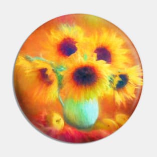 Pastel Painting - Sunflowers still life Pin