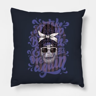 Beard glasses graffiti style Pillow