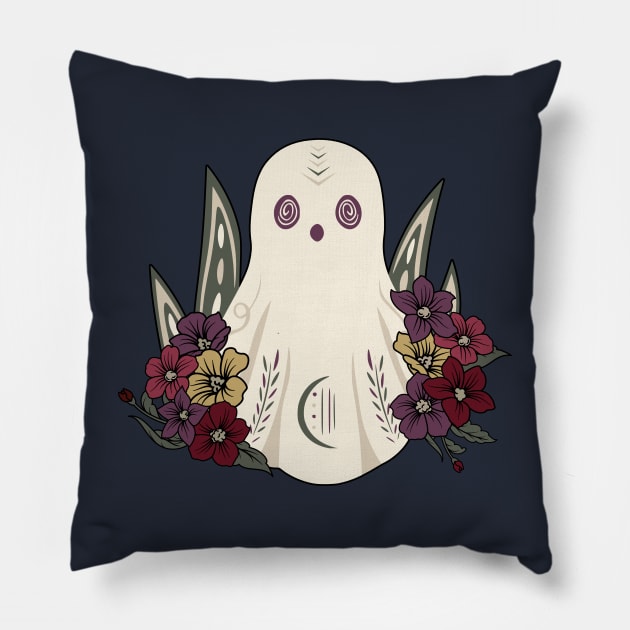 Cute Boho Ghost Pillow by Dizzy Lizzy Dreamin