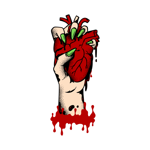 female hand bloody heart by JENNEFTRUST