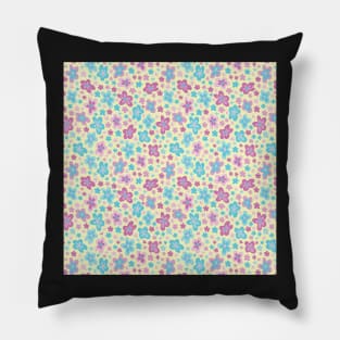 TURQUOISE AND PINK RETRO 2000S Y2K FLORALS Pillow