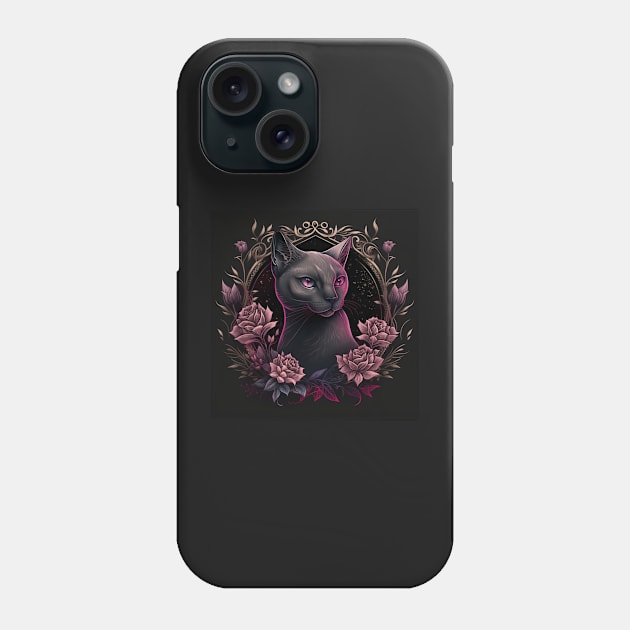 Burmese Cat With Roses Phone Case by Enchanted Reverie