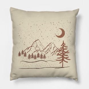 Simple Boho Warm tonned Minimalist Landscape Nature Mounted Print Pillow