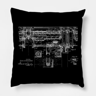 Automatic Bowling Machine Vintage Patent Drawing Pillow