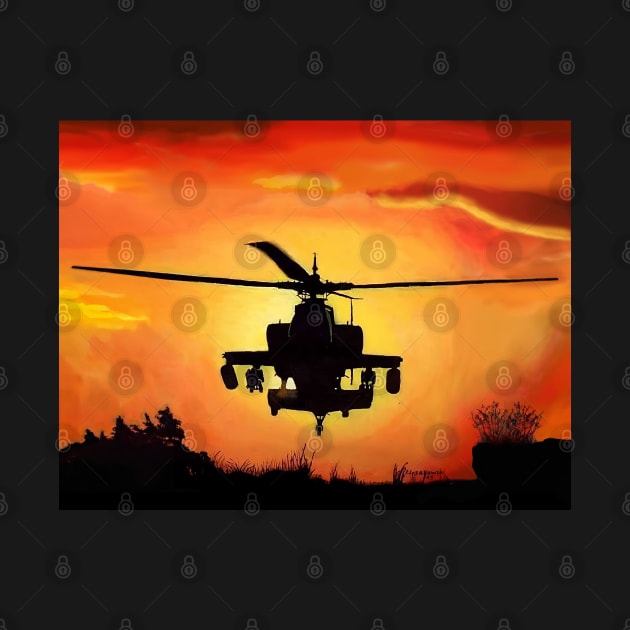 AH-64 Apache Helicopter Oil Painting by CoolCarVideos