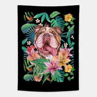 Tropical Chocolate Tri Color English British Bulldog Tapestry