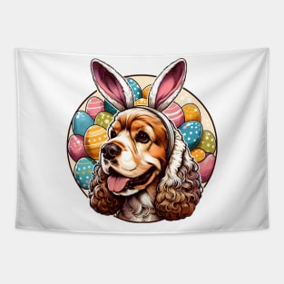 Easter Celebration with English Cocker Spaniel in Bunny Ears Tapestry