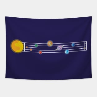 Planets of Solar System in a Light Music Sheet Tapestry