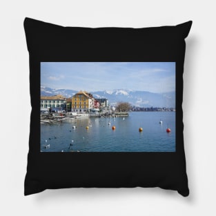 Vevey on the lake Geneva in Switzerland Pillow