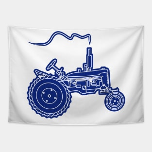 old farming machine in blue white color Tapestry