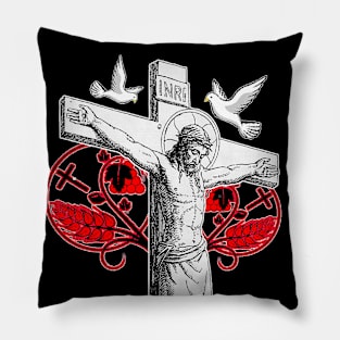 Jesus Christ nailed to the Cross Eucharist and Holy Spirit Pillow