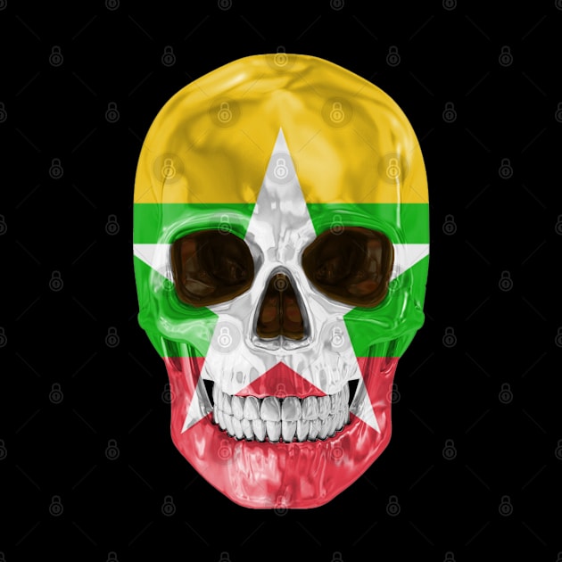 Myanmar Flag Skull - Gift for Burmese With Roots From Myanmar by Country Flags