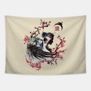 Taka Hime the Hawk Princess Kanji cherry blossom Tapestry