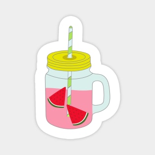 Jar with a straw with a fruit drink. Magnet