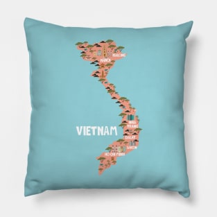 Vietnam Illustrated Map Pillow