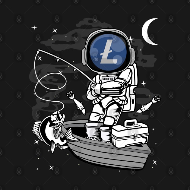 Astronaut Fishing Litecoin LTC Coin To The Moon Crypto Token Cryptocurrency Blockchain Wallet Birthday Gift For Men Women Kids by Thingking About