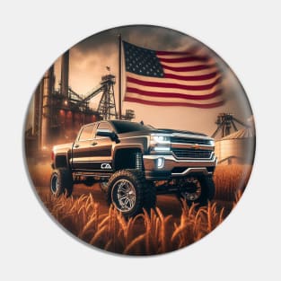 Chevrolet Silverado and The American Flag by Gas Autos Pin