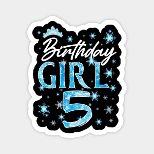 Winter Onederland 5th Birthday Girl Snowflake B-day Gift For Girls Kids Toddlers Magnet