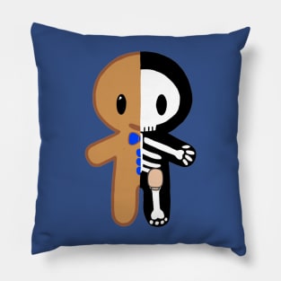 Gingerbread Man Skeleton with Ostomy (Blue) Pillow