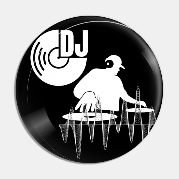 DJ Black&White Graphic Pin by black&blue