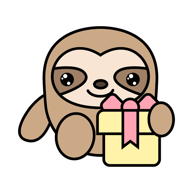 Cute sloth with a gift in his hands. by Eduard Litvinov