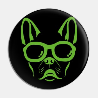 green french bulldog head Pin