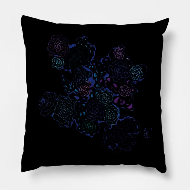 Blue Rose Group Pillow by LockeNLore