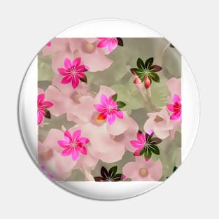 Flowers on Flowers - Pink and Green Pin