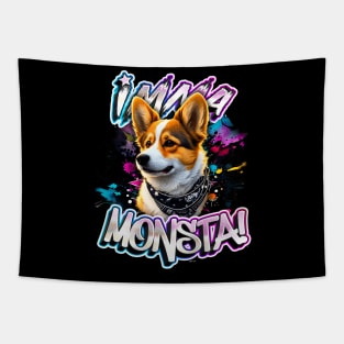 Imma Monsta! CORGI | Blacktee | by Asarteon Tapestry