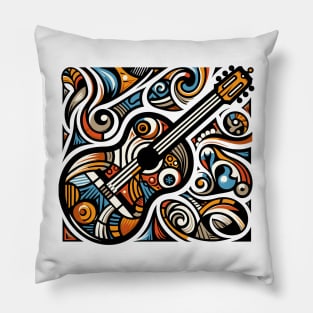 Guitar illustration. Guitar illustration in cubist style Pillow