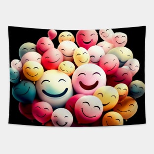 The Magic of Smiles: Be Happy on a Dark Background Tapestry