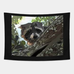 Peeking Baby Racoon Tapestry