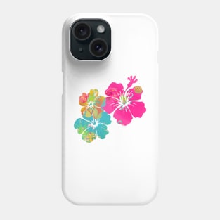 PixDezines Aloha Pink Hibiscus, Aqua+Yellow Phone Case