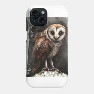 Silver Barn Owl / traditional art watercolor & Ink / buho y plata / Art by @solistrevinho Phone Case