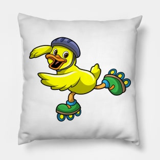 Duck as Skater with Skates & Helmet Pillow