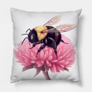 Bumblebee on Pink Flower Pillow