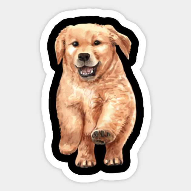 Cute Watercolor Golden Retriever Puppy Artwork Golden Retriever Sticker Teepublic