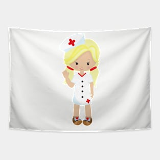 Nurse, Medicine, Doctor, Cute Girl, Blonde Hair Tapestry