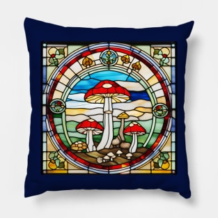 Asymmetrical Mushroom Stained Glass Pillow