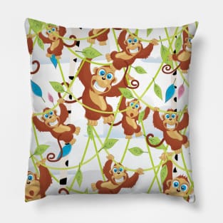 Cartoon swinging Monkeys Pillow