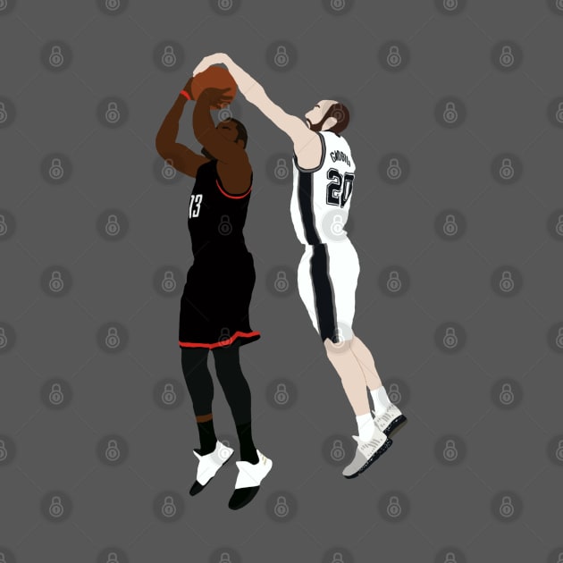 Manu Ginobili Block On James Harden by rattraptees