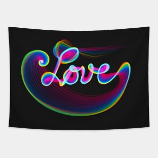 Glowing Rainbow Love Tapestry