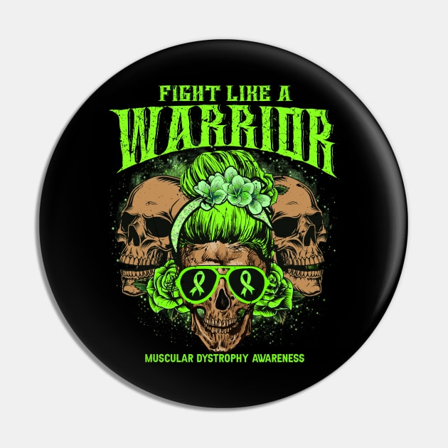 Muscular Dystrophy awareness Skull Messy Bun Floral Fight Like Muscular Dystrophy warrior gift for survivor Pin by Paula Tomberlin