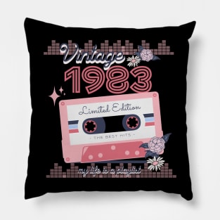 Vintage 1983 Limited Edition Music Cassette Birthday Gift Pillow